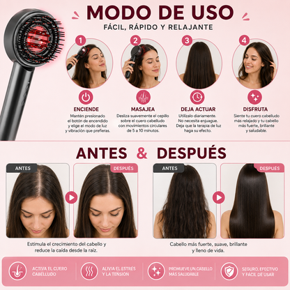 Cepillo Masajeador Cabello Terapia Luz