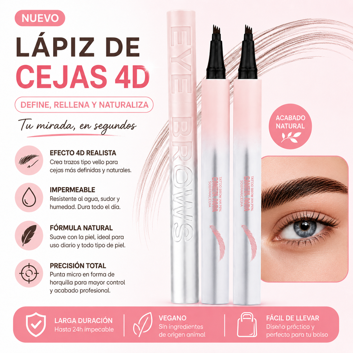 Lápiz cejas impermeable 4 puntas Oferta Especial 2x1