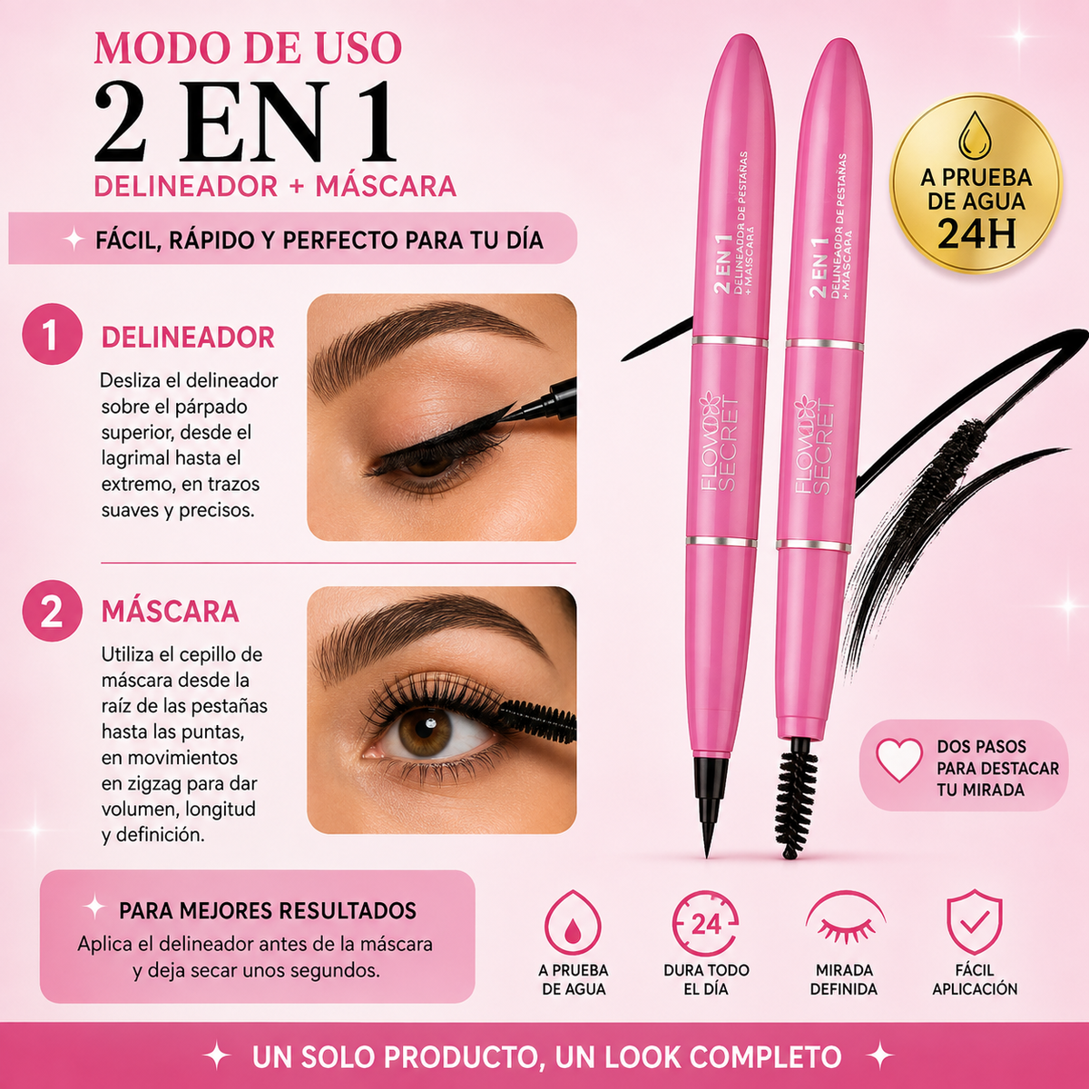 Máscara de Pestañas con Delineador - Oferta Especial 2x1