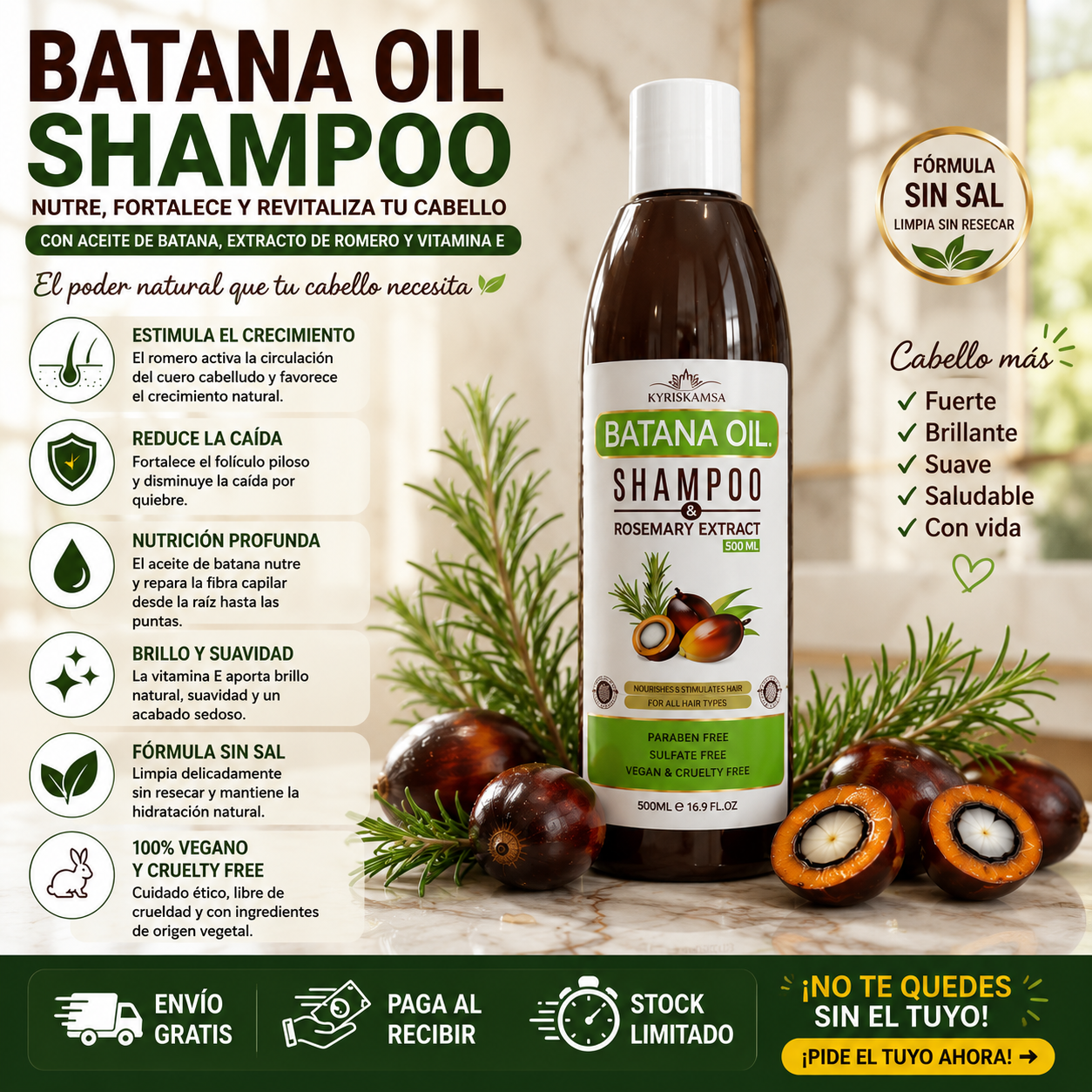 Shampoo Batana Crecimiento Cabello