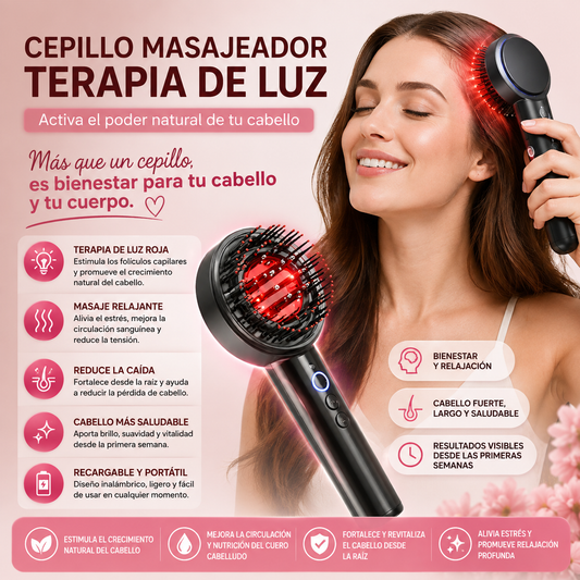 Cepillo Masajeador Cabello Terapia Luz